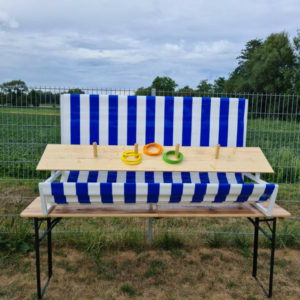 Verkauf: Ringwurfstand mit 12 Ringen / blau-weiß gestreift (NEU)